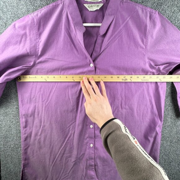 Orvis Women’s Purple Button Up Shirt 1/2 Sleeve Size 18 Cotton Wrinkle Free - Picture 4 of 10